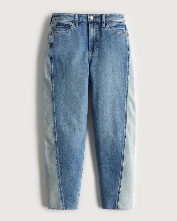 Ultra High-Rise Medium Wash Contrast Mom Jeans