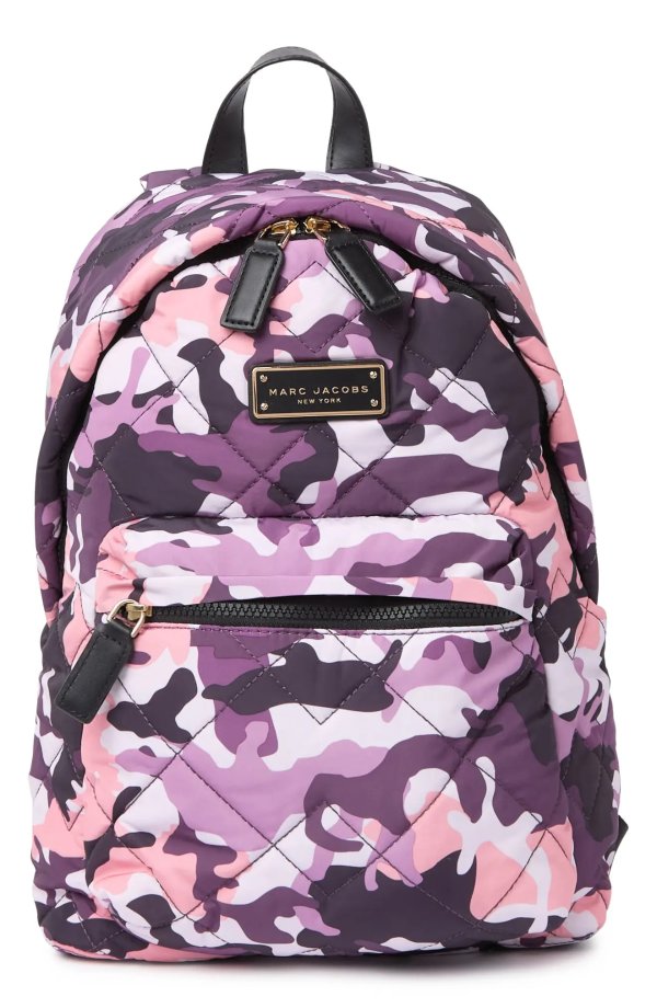 Camo Print Diamond Quilted Mini Backpack