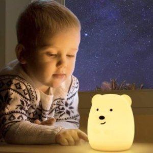 小熊造型硅胶软软小夜灯，触摸控制可变色