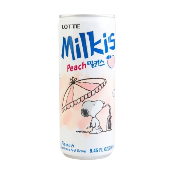 【史努比联名款】韩国LOTTE乐天 牛奶苏打水碳酸饮料 蜜桃味 250ml 新老包装随机发