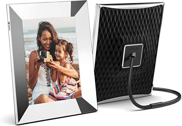2K Smart Digital Picture Frame 9.7 Inch Silver - Share Moments Instantly via App or E-Mail