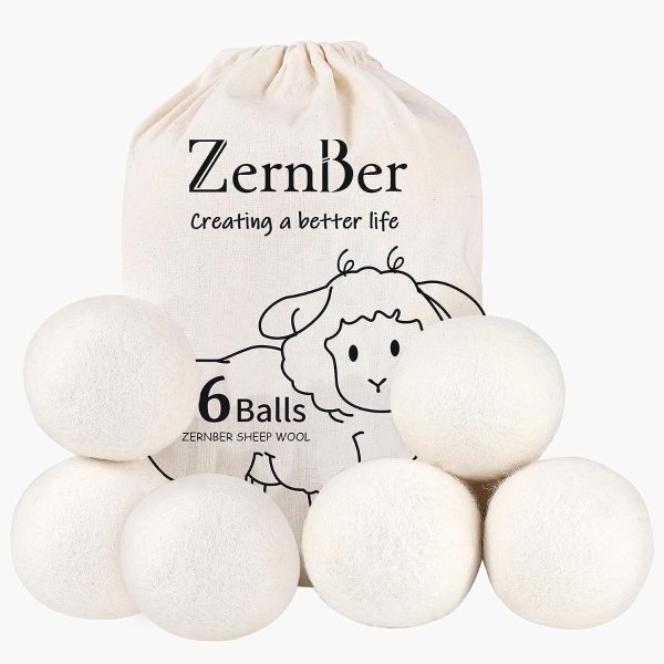 ZERNBER 可重复使用纯羊毛烘干伴侣 6个