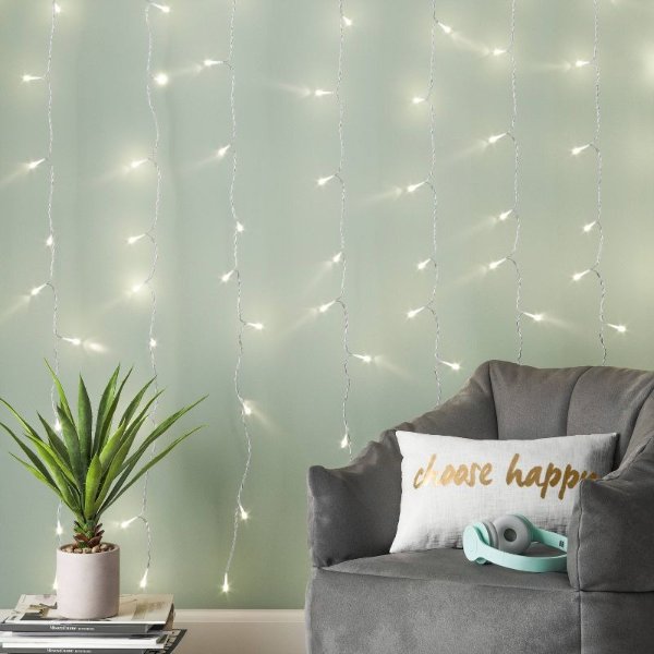 100ltr LED Plug-in Curtain String Lights with Clips 