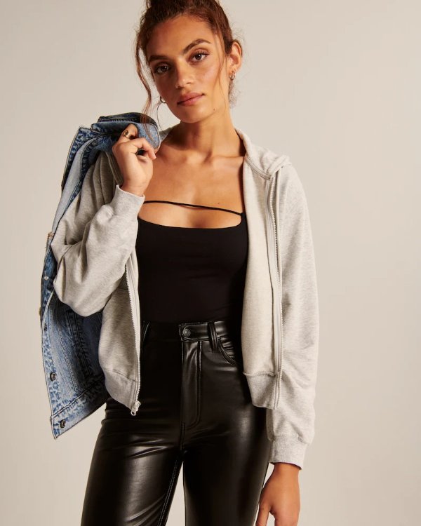 Women's Luxe Terry Wedge Full-Zip Sweatshirt | Women's Up to 40% Off Select Styles | Abercrombie.com