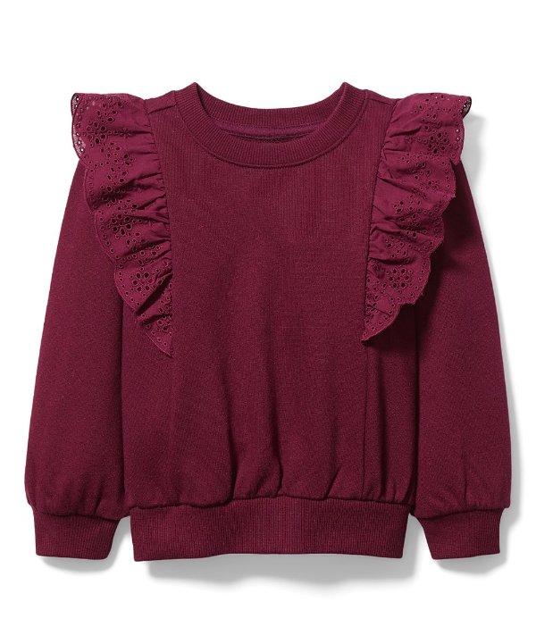 Burgundy Eyelet Sweatshirt - Infant, Toddler & Girls
