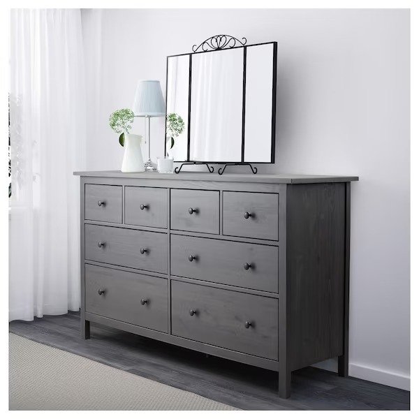 HEMNES 8-drawer dresser, dark gray stained, 63x373/8" - IKEA