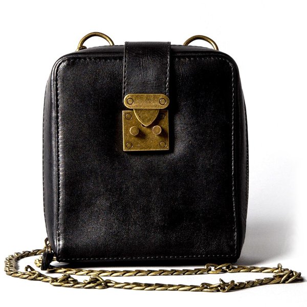 Special Black Leather Cross Body / Clutch Handbag