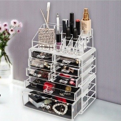 Acrylic Cosmetic Organizer Makeup Case Holder Drawers Jewelry Storage