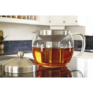Teapot Kettle with Warmer - Tea Pot and Tea Strainer Set - Tea Infuser Holds 3-4 Cups