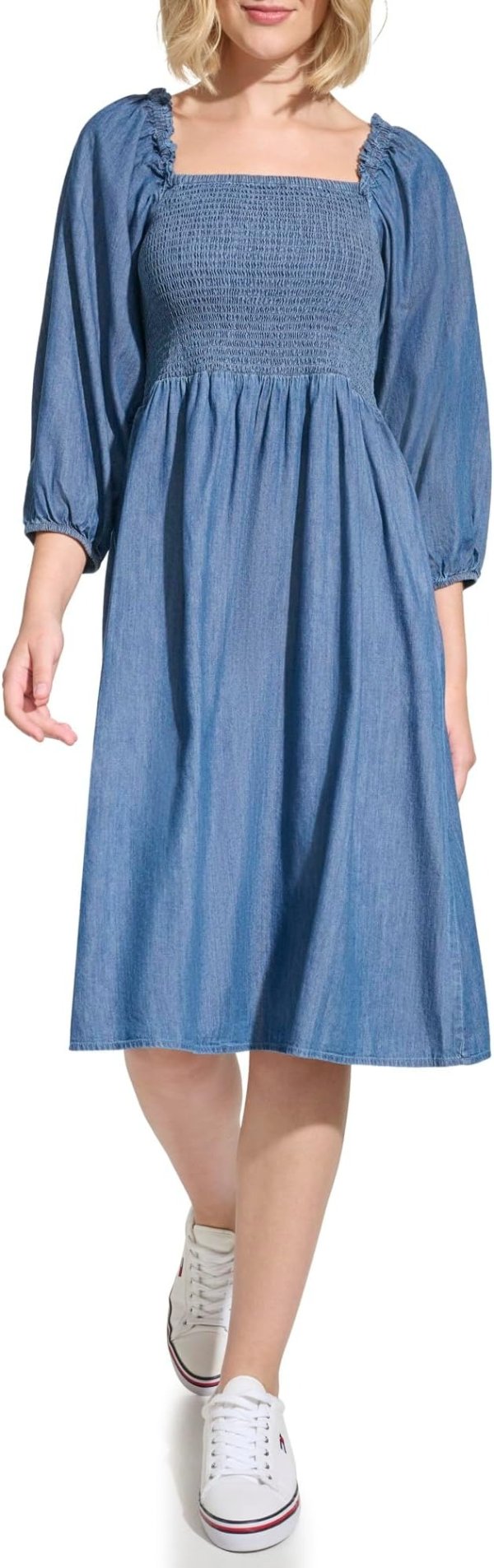 Women's Puff Sleeve Midi Dress
