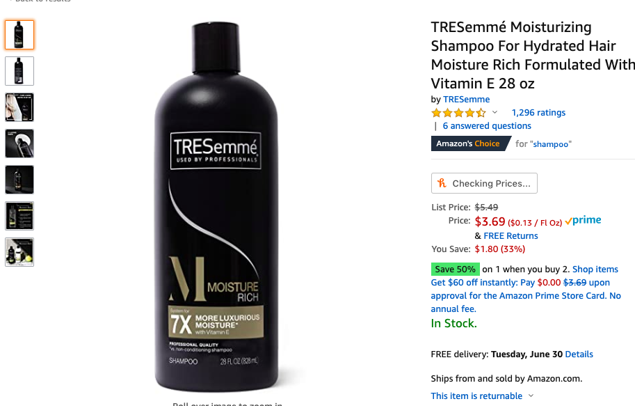洗头水 Amazon.com : TRESemmé Moisturizing Shampoo For Hydrated Hair Moisture Rich Formulated With Vitamin E 28 oz : Beauty