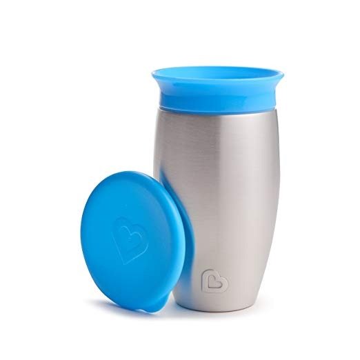 Miracle Stainless Steel 360 Sippy Cup, Blue, 10 Ounce