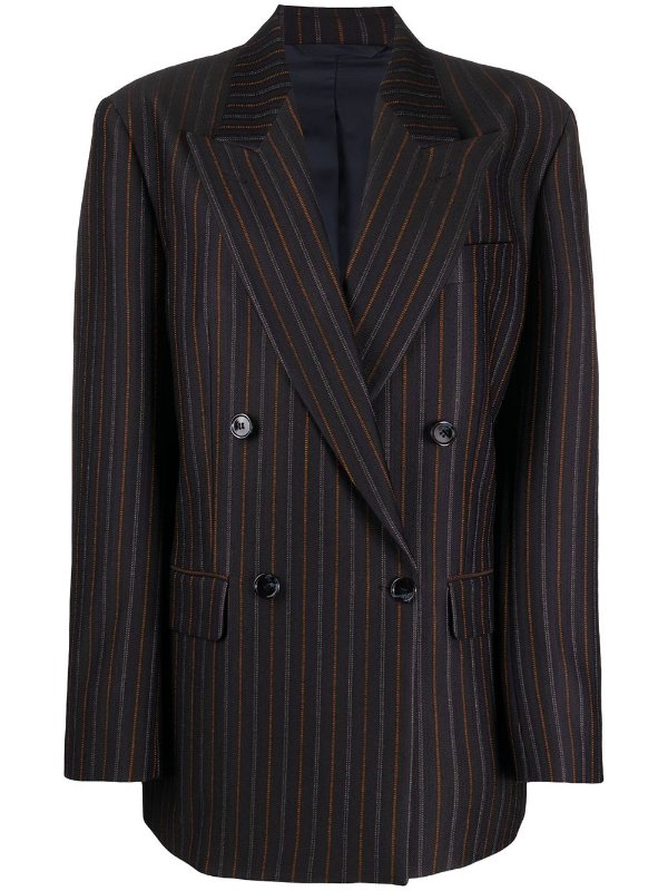 double-breasted striped jacket