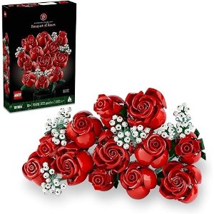 LegoIcons Bouquet of Roses, Home Decor Artificial Flowers, Gift for Her or Him for Anniversary and Valentine’s Day, Botanical Collection, 10328