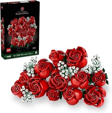 Icons Bouquet of Roses, Home Decor Artificial Flowers, Gift for Her or Him for Anniversary and Valentine’s Day, Botanical Collection, 10328