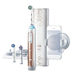 Oral B Genius Pro 8000 Electronic Power Rechargeable Battery Electric Toothbrush with Bluetooth Connectivity Powered by Braun, Rose Gold