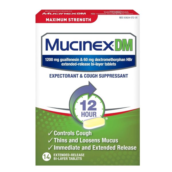 Cough Suppressant and Expectorant, DM Maximum Strength 12 Hour Tablets, 14ct, 1200 mg Guaifenesin