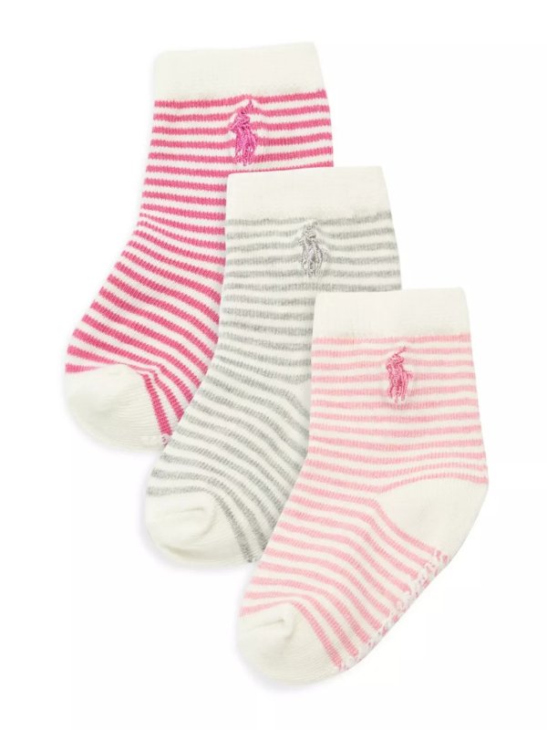 - Baby Girl's 3-Pack St James Striped Crew Socks