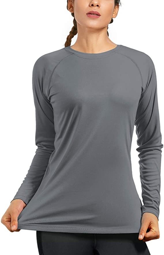 Women's UPF50+ Long Sleeve UV Sun Protection Shirts Quick Dry Rash Guard Swim Outdoor T-Shirt for Fishing Running Workout