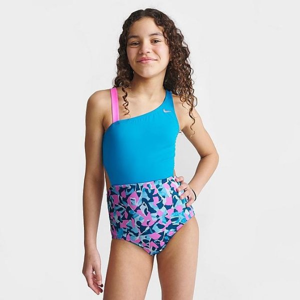 Girls' Nike Asymmetrical Cutout One Piece Swimsuit