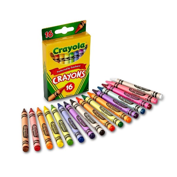 Crayons Assorted Colors, 16/Box (52-3016)