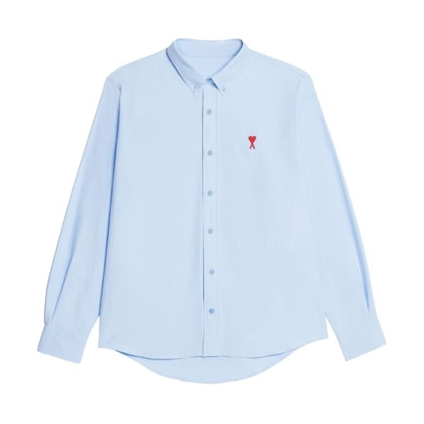 【23年春夏新品】Ami Paris 男士爱心款蓝色棉质长袖衬衫