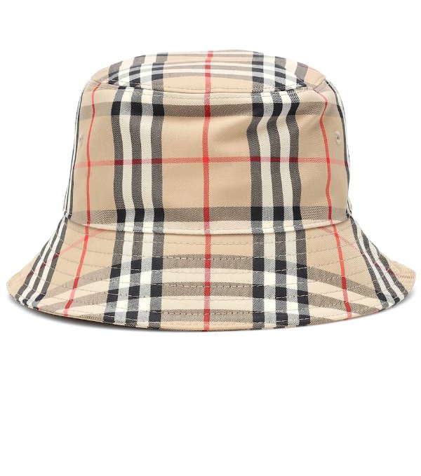 Vintage Check cotton bucket hat