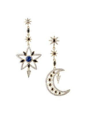 Luxe Crystal Star & Moon Drop Earrings