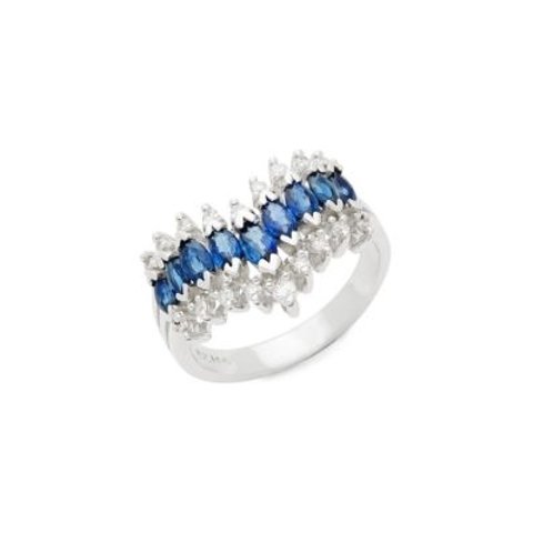 Effy14K White Gold, Sapphire & Diamond Ring