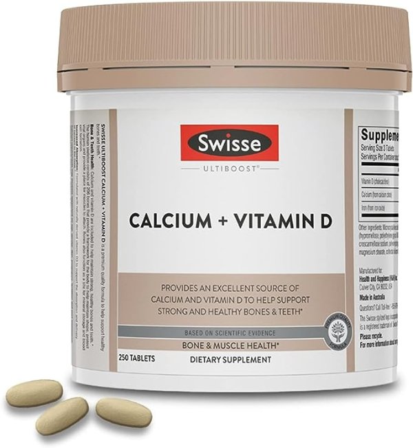 Calcium with Vitamin D | Calcium Citrate & Calcium Carbonate with Vitamin D3 | Calcium Supplement for Women & Men | 1000mg | Bone Strength Support | 250 Tablets