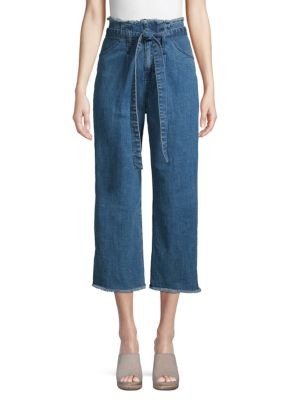 Paperbag Cropped Wide-Leg Jeans