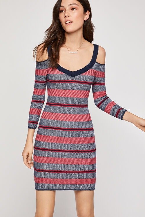 Striped Cold Shoulder Dress