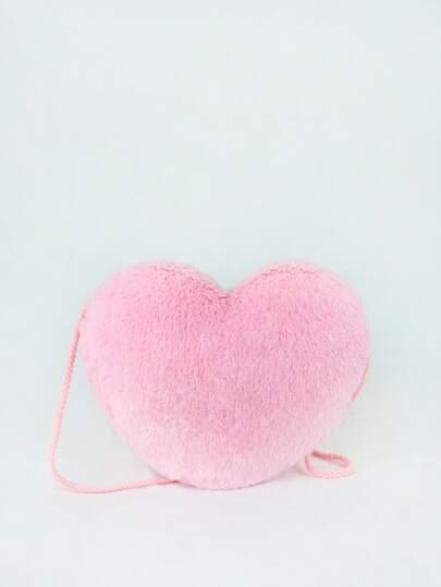 Girls Heart Shaped Fuzzy Novelty Bag