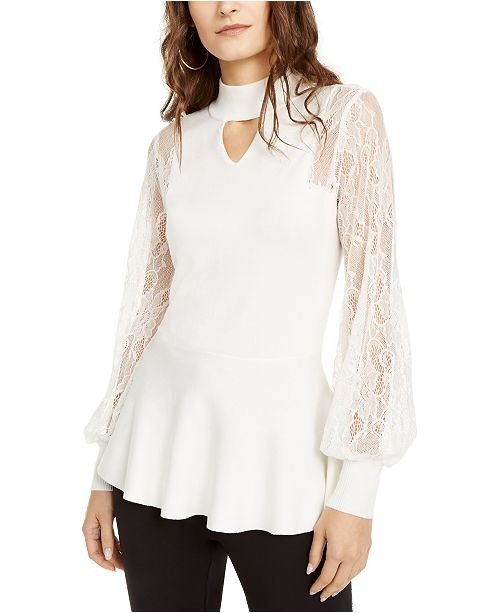 Lace-Sleeve Mock-Neck Top, Created For Macy's