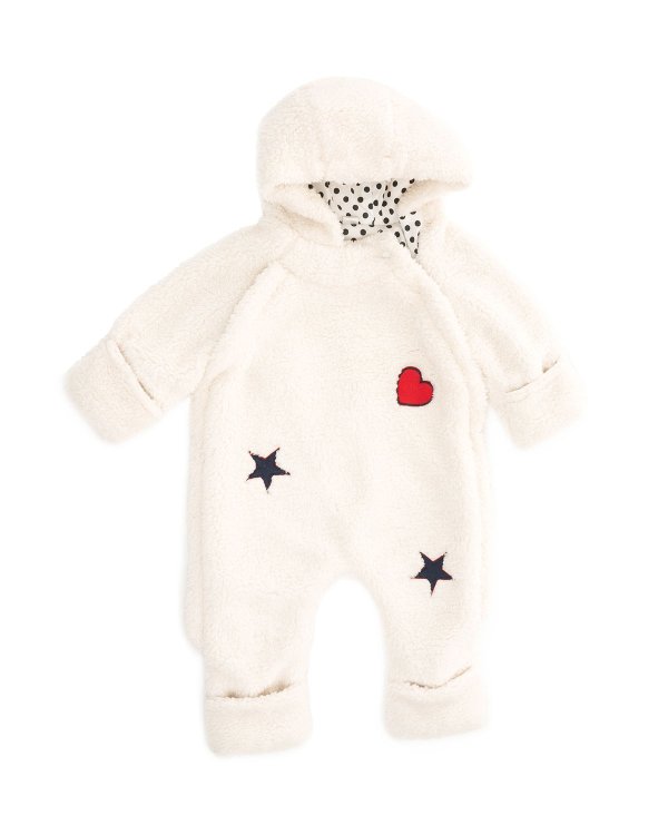 Faux-Fur Coverall Snuggle Suit, Size 0-12 Months