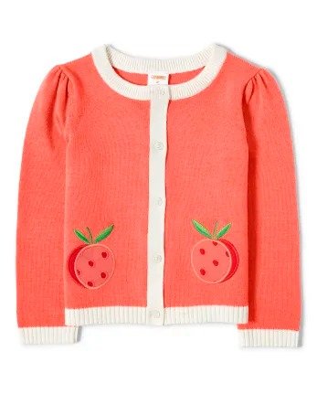 Girls Long Sleeve Embroidered Peach Cardigan - Pretty Peach