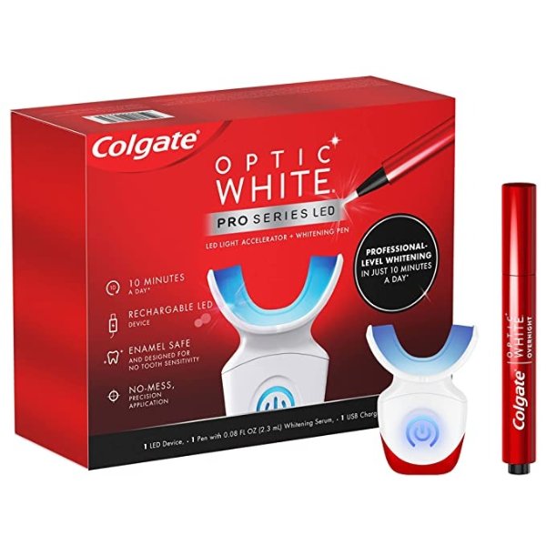 Optic White Pro Series Teeth Whitening Pen and LED Tray, Professional-Level Set, Rechargeable