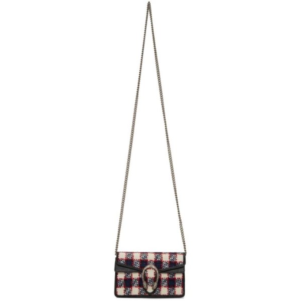 Gucci - Navy Supermini Tweed Dionysus Chain Bag