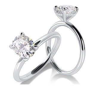Amazon Moissanite Engagement Ring for Women 925 Sterling Silver Solitaire Rings