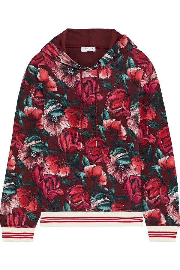 Moise floral-print jersey hoodie