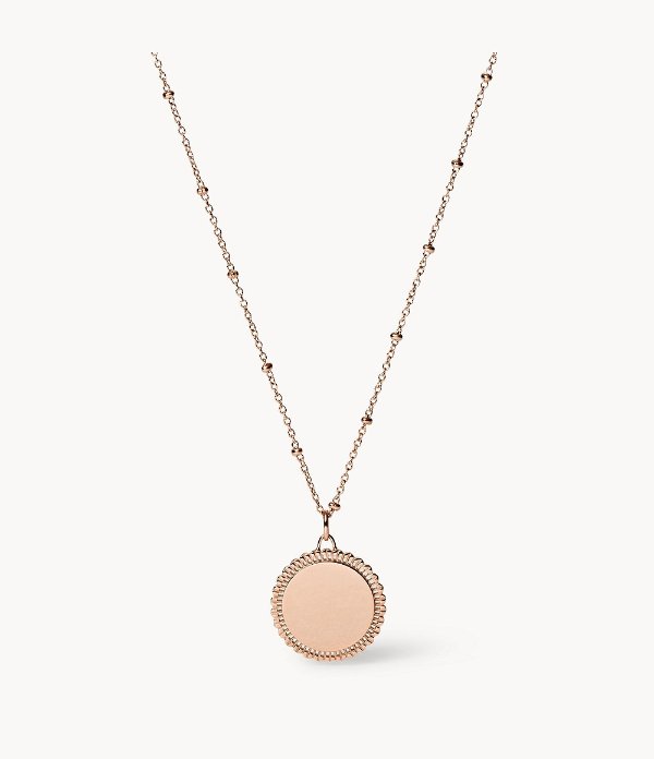 Scalloped Disc Rose Gold-Tone Stainless Steel Necklace
