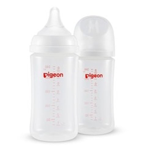 日本PIGEON贝亲宽口径 婴儿奶瓶240ML配M奶嘴(3-6个月) 2只装