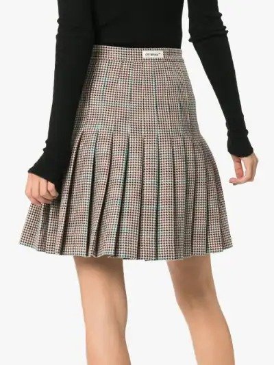 pleated check wool skirt