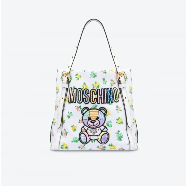 Teddy Patchwork eco-canvas shopper - Bags - Women - Moschino | Moschino Official Online Shop