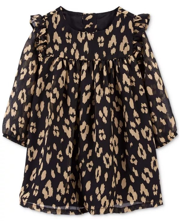 Baby Girls Long-Sleeve Leopard Dress