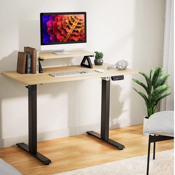 TZEDS2NSA Adjustable Height Electric Standing Desk, 55inch, Maple