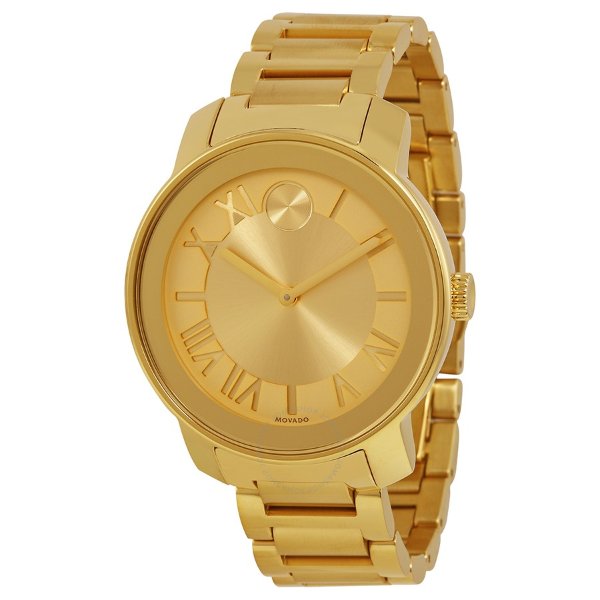 Bold Champagne Dial Yellow Gold Ion-plated Unisex Watch