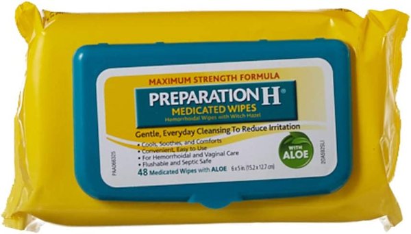 Preparation H Hemorrhoid Flushable Wipes with Witch Hazel for Skin Irritation Relief - 48 Count