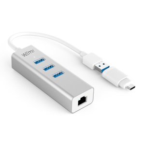 WEme 2-in-1 USB-C to 3 Ports USB 3.0 Hub with Gigabit Ethernet