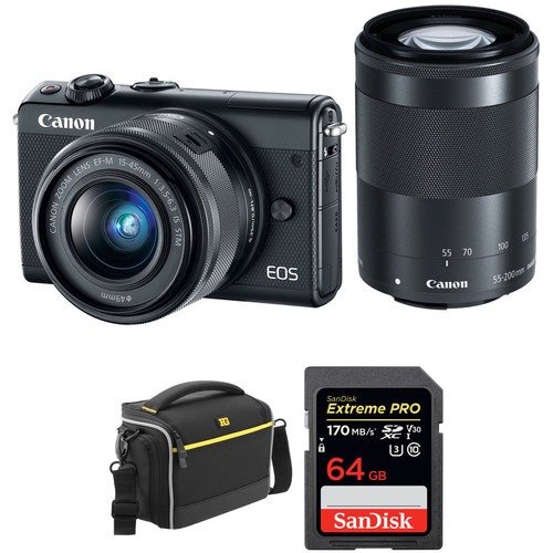 EOS M100 Mirrorless Camera w/ 15-45mm Lens & 55-200mm Lens